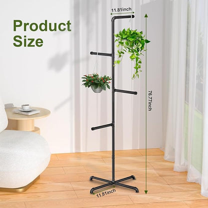 Hanging Plant Stand, Plant Hanger Indoor, Corner Hanging Plant Stand, Black Metal Holder for Bedroom, Living Room, Garden, Balcony (large)
