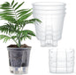 Self Watering Pots for Indoor Plants with Deep Reservoir and High Drainage Holes for Outdoor Plants and Flowers, Bare Root Planter(4.72'',Clear,3 Pcs)