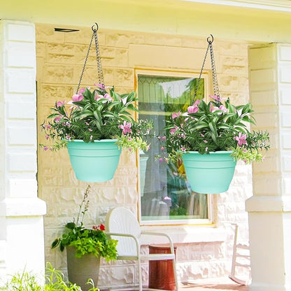 Plant Pots Set of 5,10" Outside Diameter Flower Pots, 6.4" Depth Plant Planters with Drainage Hole, Durable Garden Pots Perfect for Indoor & Outdoor Plant Planting,Decor(Blue)