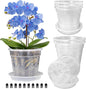 Orchid Pot with Saucers, 6 Packs of 6.1" Orchid Pots with Holes, Orchid Pots for Repotting, Plastic Orchid Planter for Indoor Outdoor Plants (6 Packs, 6.1" with Saucers)