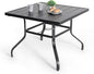 NUU GARDEN 37" Outdoor Patio Table, 4 Person Steel Slat Square Dining Table with 1.57" Umbrella Hole, Slatted Top and Powder Coated Iron Frame for Patio, Garden and Balcony, Black