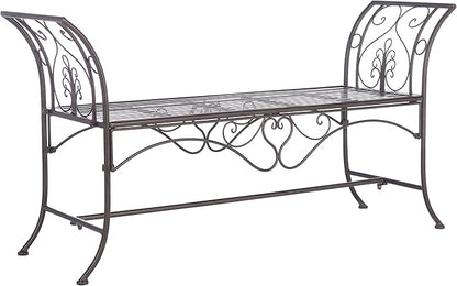 Safavieh PAT5016B Outdoor Collection Adina Rustic Brown Wrought Iron 51-inch Garden Bench