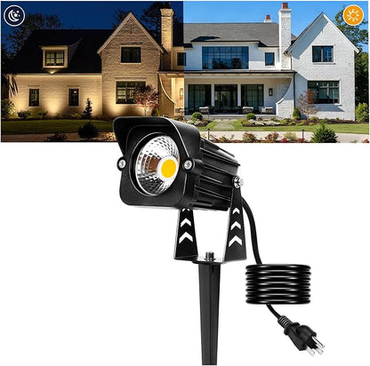 Dusk to Dawn Outdoor Lighting, 15W Spot Lights Outdoor with Photocell Sensor, 3000K Warm White Landscape Lighting IP65 Waterproof LED Spotlight for Garden Yard Flag Tree, 5.91FT Cable, US Plug