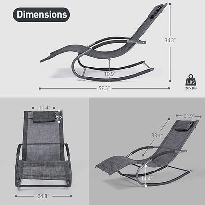 Outdoor Lounge Chair, Chaise Lounge for Patio & Lawn, Pool Lounge Chairs with Removable Pillow, Dark Grey