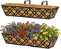 Y&M 24-Inch Window Planter Box 2Pcs Iron Deck Railing With Coco Liner, Metal Horse Troughs for Outdoor Balcony Rail Fence Porch Patio