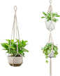 USLAI Macrame Plant Hanger Indoor Outdoor, Fits 4 to 15 Inch Pots, Strong Hanging Planter Holder, Boho Home Decor, 49+35 Inch, Ivory (POTS NOT Included)