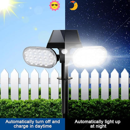 EMANER Outdoor Motion Lights Solar Powered, Solar Flood Lights, Stay On or Motion On/Off 3-Mode, Dusk to Dawn Security Solar Light, Cordless Landscape Spotlights for Path Yard Walkway, 4-Pack