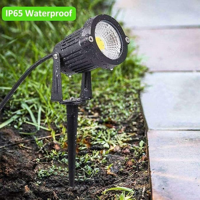 Romwish LED Landscape Spotlights, 10W Outdoor Spotlights for Yard, 3000K Warm White, 120V AC Spot Light with Ground Spike, Waterproof Landscape Lighting for House Garden Lawn Decorative (12Pack/10W)