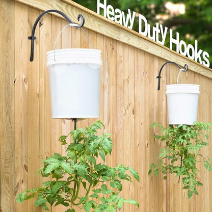 Qiang Ni Bird Feeder Hanger: 12-Inch Wall-Mounted Plant Bracket Outdoor - 4 Pieces Black Plant Hooks for Hanging Flower Baskets