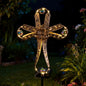 Kaixoxin Solar Power Cross Stake Warm White Color Florals Solar Lights Garden Decor Memorial Gift Cemetery Decoration LED Outdoor Landscape Light