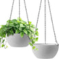 T4U 8 Inch Hanging Planters for Indoor Plants, 2 Pack Hanging Planter, Hanging Plant Pots with Drainage Holes and Chain, Hanging Basket Pots for Garden Home Porch Decor, White