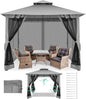 COBIZI Gazebo 10x10 Heavy Duty Gazebos with Improved Nettings Outdoor Gazebo Double Roof Patio Gazebos with Metal Steel Frame Outdoor Canopy for Patio, Deck, Backyard (Gray)