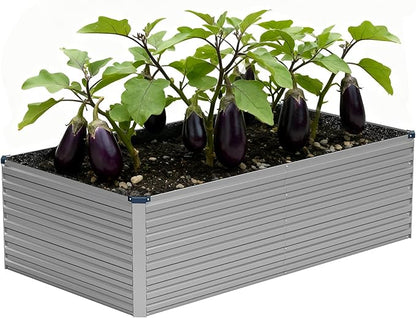 Vengarus 6x3x2FT Galvanized Raised Garden Bed Kit, Deep Root Planter Box for Vegetables, Flowers, Herbs, and Succulents - 269 Gallon Capacity,Silver