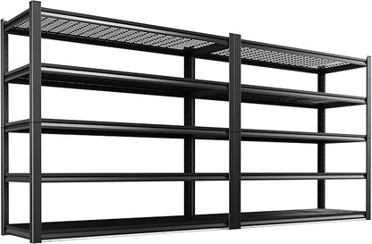 Set of 2 Garage Shelving-3500 lbs 5 Tier Storage Shelves,Adjustable Heavy Duty Metal Shelving Unit and Storage Large Wire Rack,Utility Steel Shelf for Warehouse Industrial Pantry Basement -72"x59"x20"