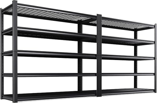 Set of 2 Garage Shelving-3500 lbs 5 Tier Storage Shelves,Adjustable Heavy Duty Metal Shelving Unit and Storage Large Wire Rack,Utility Steel Shelf for Warehouse Industrial Pantry Basement -72"x59"x20"