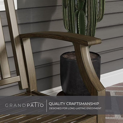 Grand patio 52" Farmhouse Outdoor Bench, Garden Benches with Anti-Rust Aluminum Powder Coated Frame, Faux Wood Grain Finish Frame Patio Bench for Front Porch, Northwoods Brown