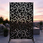 Metal Privacy Screen Outdoor 6FT – Laser-Cut Geometric Mosaic Decorative Steel Panel, Weather-Resistant Freestanding Rustproof Privacy Wall Divider for Patio, Garden, Deck & Balcony