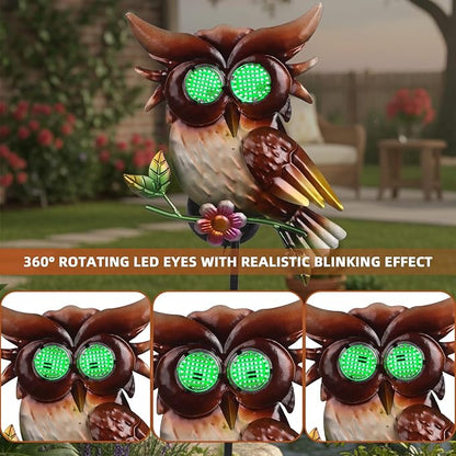Solar Owl Garden Stakes Decorative with Moving LED Eyes Lights, 39.7" Owl Solar Lights Outdoor Garden for Pathway Patio Yard Metal Art
