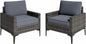 Jing's Villa 2-Piece Outdoor Sectional Single Chair Set, All-Weather Wicker Patio Furniture with L/R Armrest & Cushions, Comfortable Garden Conversation Set for Backyard, Poolside, Deck,Gery