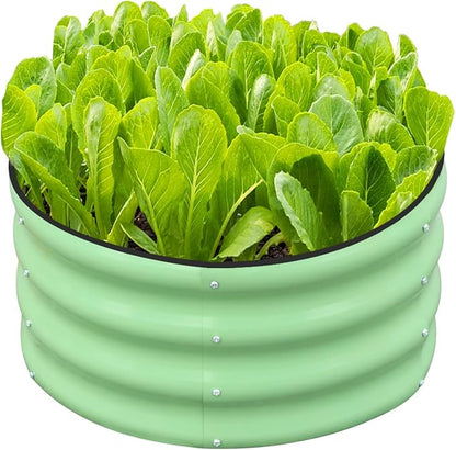 SnugNiture 2x2x1ft Round Galvanized Raised Garden Bed Kit Outdoor, Metal Planter Box for Planting Plants Vegetables, Green
