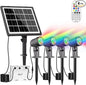 CLY 4-in-1 Solar Spot Lights Outdoor Color Changing, Solar Landscape Spotlights RGB Lighting IP66 Waterproof 45.93ft Cable Auto ON/Off Adjustable Garden Spotlight for Yard, Garden, Pool, Lawn, Statue