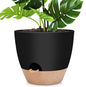 12 inch Large Self Watering Plant Pots, Flower Pots Planters with Multi Mesh Drainage Holes for Indoor Outdoor Garden Plants and Flowers.（Black）