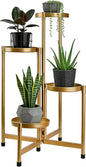 4 Tier 31 Inch Plant Stand Indoor Outdoor, Metal Plant Shelf Waterproof, Plant Holder with Folding Design For Home, Living Room, New Upgrate Gold