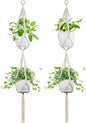 Macrame Plant Hanger - Fits 4 to 8 inches Pots for Indoor Outdoor, 49 Inch, Set of 2, Ivory (POTS NOT Included)