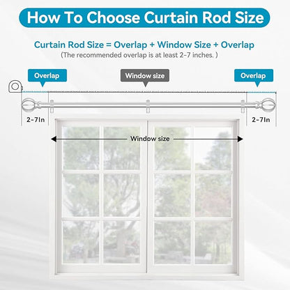 Silver Curtain Rods for Windows 28 to 48 Inch, 5/8" Diameter Heavy Duty Metal Adjustable Small Drapery Rod With Bracket