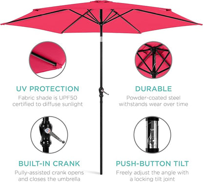 Best Choice Products 10ft Outdoor Table Compatible Steel Polyester Market Patio Umbrella w/Crank and Easy Push Button Tilt