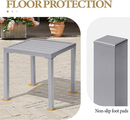 Crestlive Products Outdoor Side Table Set of 2, Small Square Metal End Table - Image 5
