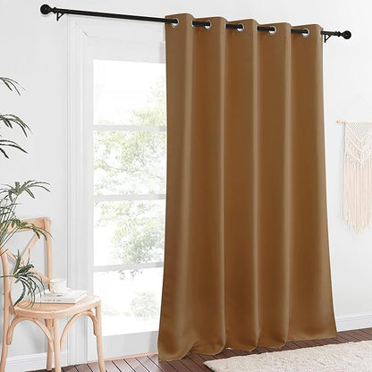 NICETOWN Blackout Curtains 84 Inch Length, Thermal Insulated Curtains for Bedroom Grommet Energy Saving Room Darkening Drapes for Living Room Window, 1 Panel, Gold Brown, 66" W x 102" L