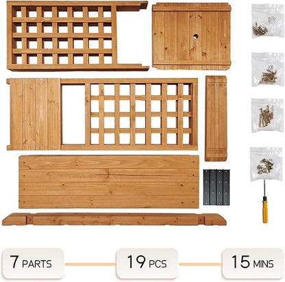 Raised Garden Bed Wooden Patio Planter with Trellis Outdoor Climbing Cucumber Box Pots Tomato Flower Vegetable Herb Porch, Tall Hanging Roof, Orange, 42.5" L x 17.3" W x 66.1" H