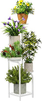TOSKING 5 Tier Tall Plant Stand Indoor Outdoor, Heavy Duty Corner Shelf for Plants & Decor, Space Saving 3.9FT Metal Flower Pot Stand for Balcony, Garden, Living Room, Patio (White, 47in)