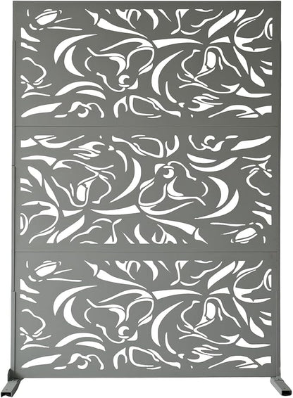 Oakland Living 6 ft. X 4 ft. Grey Freestanding Metal Privacy Screen Room Divider