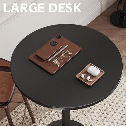 Flamaker Round Bistro Pub Table Modern Style Metal Base MDF Top Cocktail Bar Table Counter Bar Height for Pub, Dining Room, Party (2, Full Black)