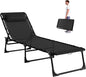 Outsunny Folding Chaise Lounge Chair, Patio Sun Tanning Chair, Outdoor Chaise Lounger with 4-Position Reclining Back, Breathable Mesh Seat for Beach, Poolside, Yard, Black