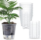 Self Watering Pots for Indoor Plants with Deep Reservoir and High Drainage Holes for Outdoor Plants and Flowers, Bare Root Planter(4.72'',Clear,9 Pcs)