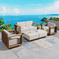 Sectional Outdoor Patio Furniture,Outdoor Rattan Wicker Sectional Sofa with 10''Ultra-Thick Cushions,All Weather Patio Conversation Set for Lawn Garden Backyard,Beige