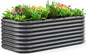 Quictent Galvanized Raised Garden Bed Kit, 6x3x2 ft Oval Metal Planter Box Tall for Vegetables Outdoor Backyard, Strengthened by Crossbar, Dark Gray