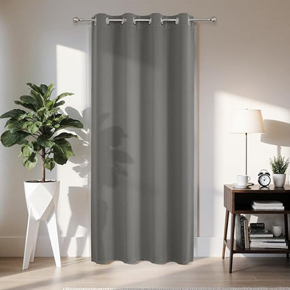 Joydeco Blackout Door Curtain for Doorway Privacy 108 Inches Long, Grommet Closet Curtain for Open Closet, Room Divider for Bedroom Living Room (Light Grey, 52Wx108L, 1 Panel)