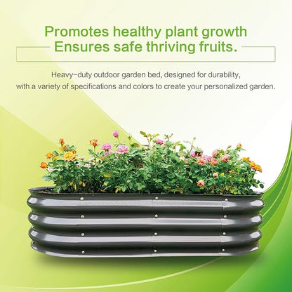 Gardmax 2 Pack Galvanized Raised Garden Bed, Lightweight Planter Boxes Outdoor with Easy Assembly, Large Garden Bed for Vegetables, Fruits, Flower Dark Grey