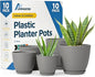 Planter Pots with Drainage Holes - Lightweight, Durable & Space-Saving Pots for Indoor and Outdoor - Versatile Functionality, Simple Modern Design, Set of 10 Plastic Planter Pots - Gray