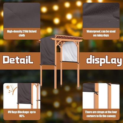 Universal Pergola Replacement Canopy Outdoor Canopy Shade Cover Waterproof Shade Top Cover for Outdoor Patio Porch Backyard(17 x 6.8 ft,Coffee)