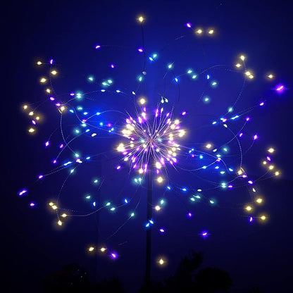 JJGoo Solar Firework Lights, 2 Pack 180 LEDs 2 Lighting Modes Solar Lights Outdoor Waterproof for Garden Patio Walkway Pathway Party Wedding Christmas Decorative - Colorful