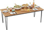 Tangkula 79 Inch Outdoor Dining Table for 8, Acacia Wood 8-Person Patio Table with 1.9 Inch Umbrella Hole, Metal Legs & Adjustable Foot Pads, Rectangular Outside Table for Garden, Poolside & Backyard