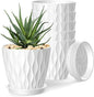 4 Inch Plant Pots, 6 Pack Indoor Flower Pots, Planters with Drainage Holes and Trays for Orchids, Violets, Succulents, Herbs, and Other Plants,White