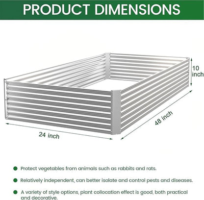 3 Pack Raised Beds for Gardening, Corrugated Galvanized Steel Raised Garden Bed, Outdoor Metal Above Ground Garden Bed for Vegetables and Flowers-4x2FT(Rectangular)