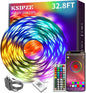 KSIPZE 32.8ft Led Strip Lights RGB Music Sync Color Changing Bluetooth Led Lights with Smart App Control Remote Led Lights for Bedroom Room Lighting