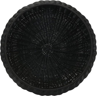 Household Essentials Handwoven Resin Storage Stool Ottoman, Black